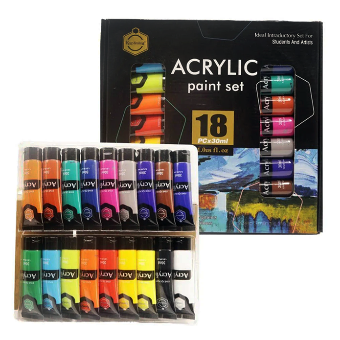 Keep Smiling Acrylic Paint Set of 18 Tubes 30ml - B4030-18