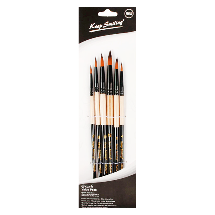 Keep Smiling Brush Set Round 6Pcs No.A0002R
