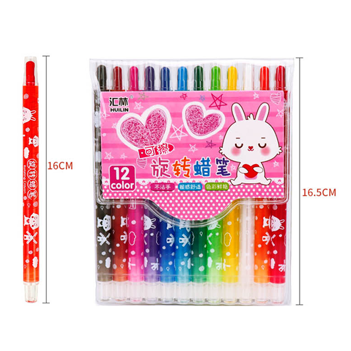 Huilin Long Twister Crayons 12Pcs No.4812