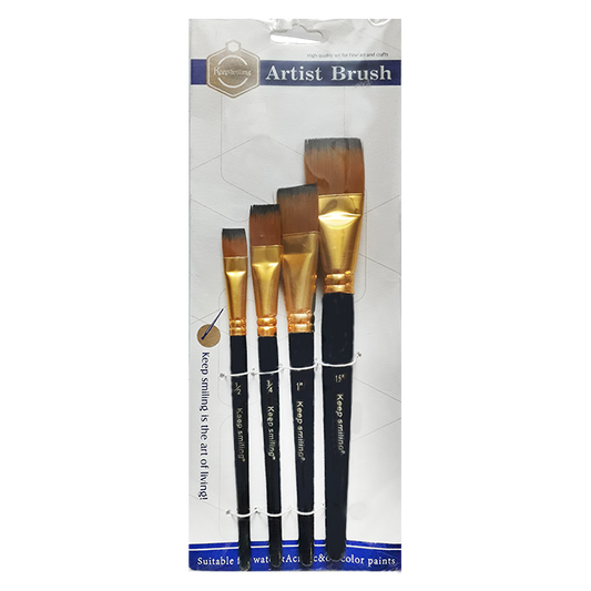 Keep Smiling Artist Brushes Set - 4Pcs Flat