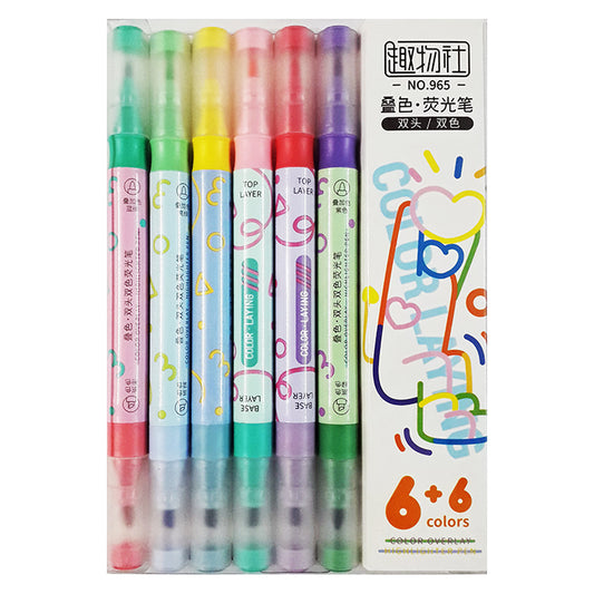 Ququ Wushe Double Ended Highlighter (6+6) No.965