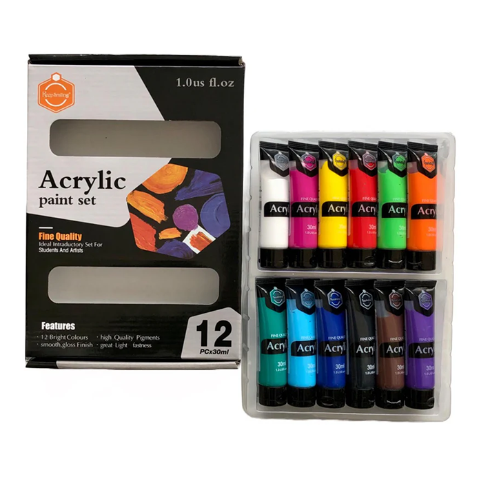 Keep Smiling Acrylic Paint Set of 12 Tubes 30ml - B4030-12