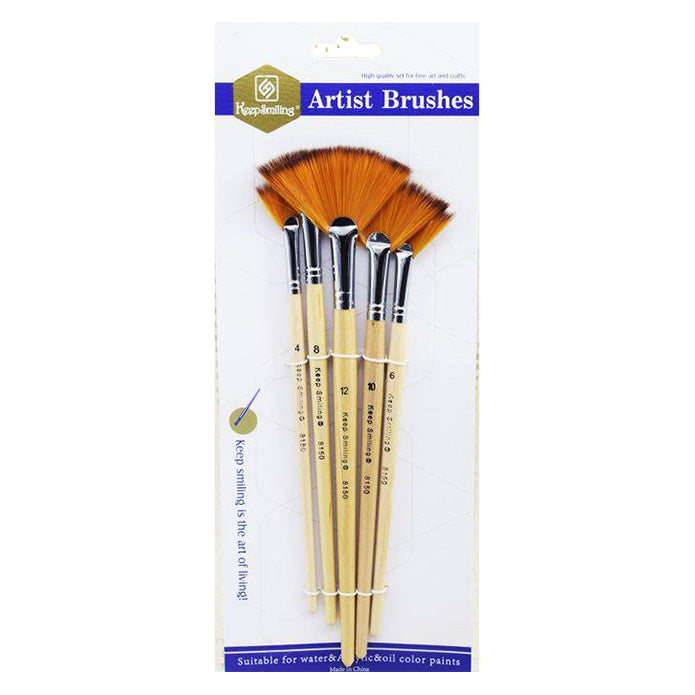 Keep Smiling Artist Brushes Set – 5Pcs Fan No.8150