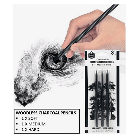 Keep Smiling Woodless Charcoal Pencils - Carboncillo 3Pcs