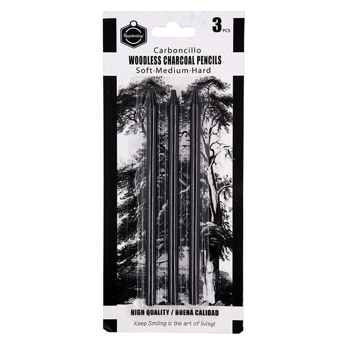 Keep Smiling Woodless Charcoal Pencils - Carboncillo 3Pcs