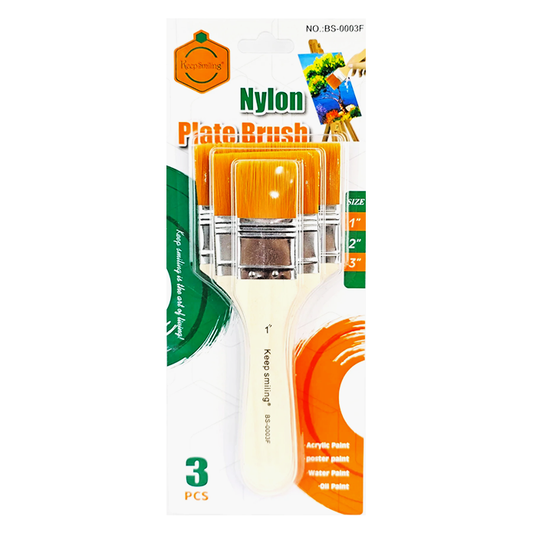 Keep Smiling Nylon Plate Brush 3pcs Flat
