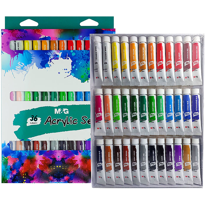 M&G Acrylic Set of 36 Tubes 12ml - APLN6596