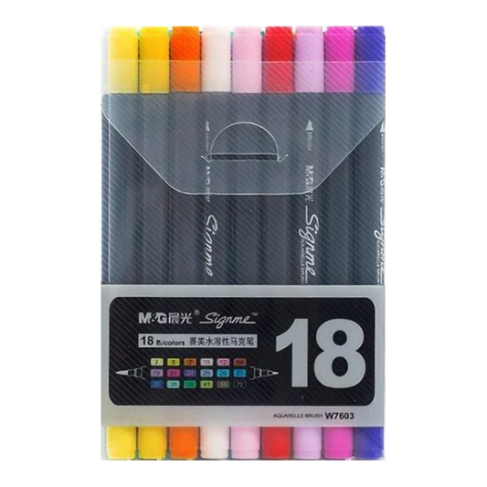 M&G Signme 18 Watercolor Marker Set Dual Tip W7603