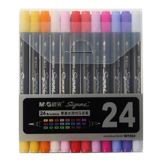 M&G Signme 24 Watercolor Marker Set Dual Tip W7604