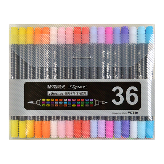 M&G Signme 36 Watercolor Marker Set Dual Tip W7610