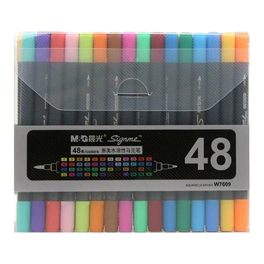 M&G Signme 48 Watercolor Marker Set Dual Tip W7609