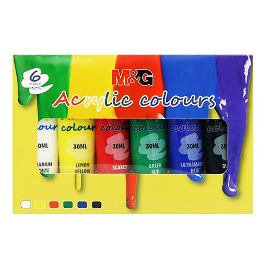 M&G Acrylic Colours Set of 6 Tubes 30ml - APLN6597