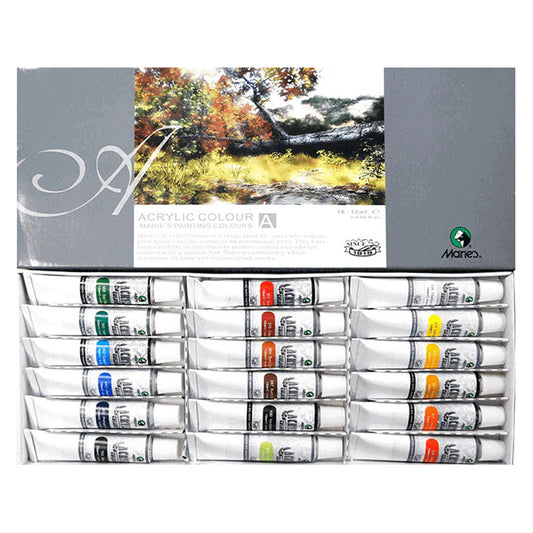 Marie's Acrylic Colour Set of 18 Tubes 12ml - No.818B