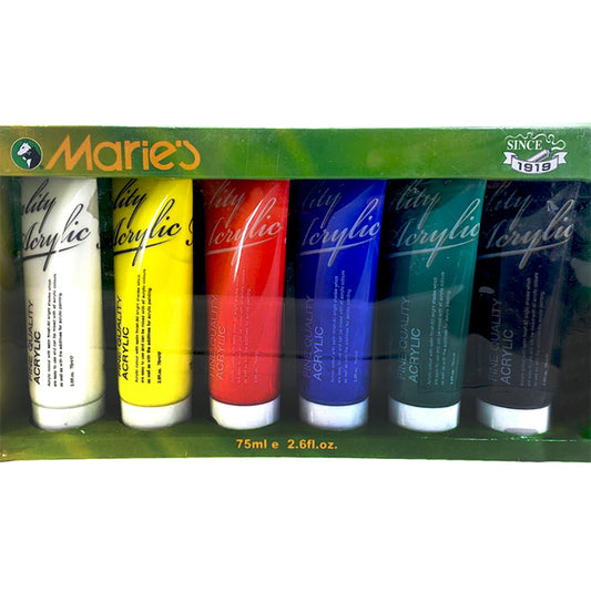 Marie's Fine Quality Acrylic Paint Set of 6 Tubes 75ml - B-2006WD