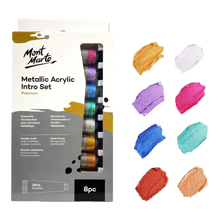 Mont Marte Metallic Acrylic Intro Set of Premium 8 Tubes 18ml - 81588