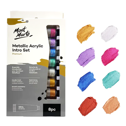 Mont Marte Metallic Acrylic Intro Set of Premium 8 Tubes 18ml - 81588