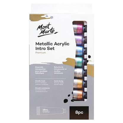 Mont Marte Metallic Acrylic Intro Set of Premium 8 Tubes 18ml - 81588