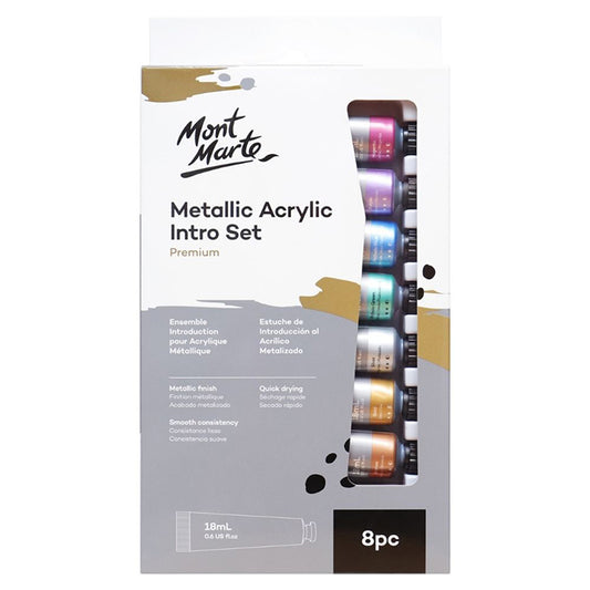 Mont Marte Metallic Acrylic Intro Set of Premium 8 Tubes 18ml - 81588
