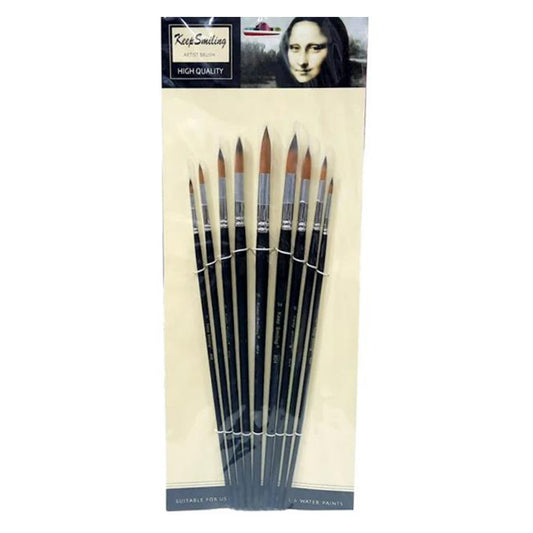 Keep Smiling Mona Lisa Round Brush Set 9Pcs No.804