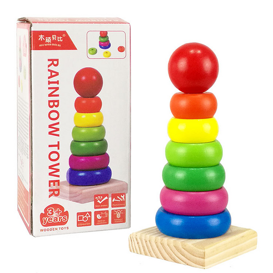 Wooden Rainbow Tower 8 Pcs (HA-203-6)