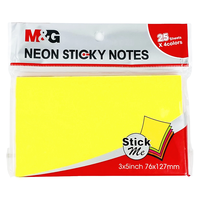 M&G Neon Sticky Notes 3x5inch