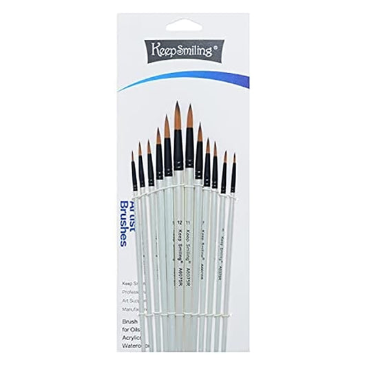 Keep Smiling Artist Brushes Round Set 12Pcs No.A6075R