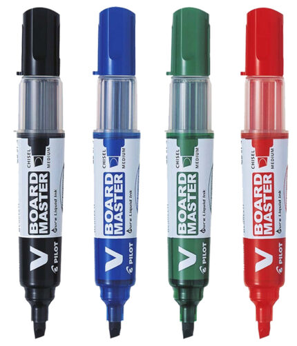 Pilot V Board Marker Chisel 4 Pcs